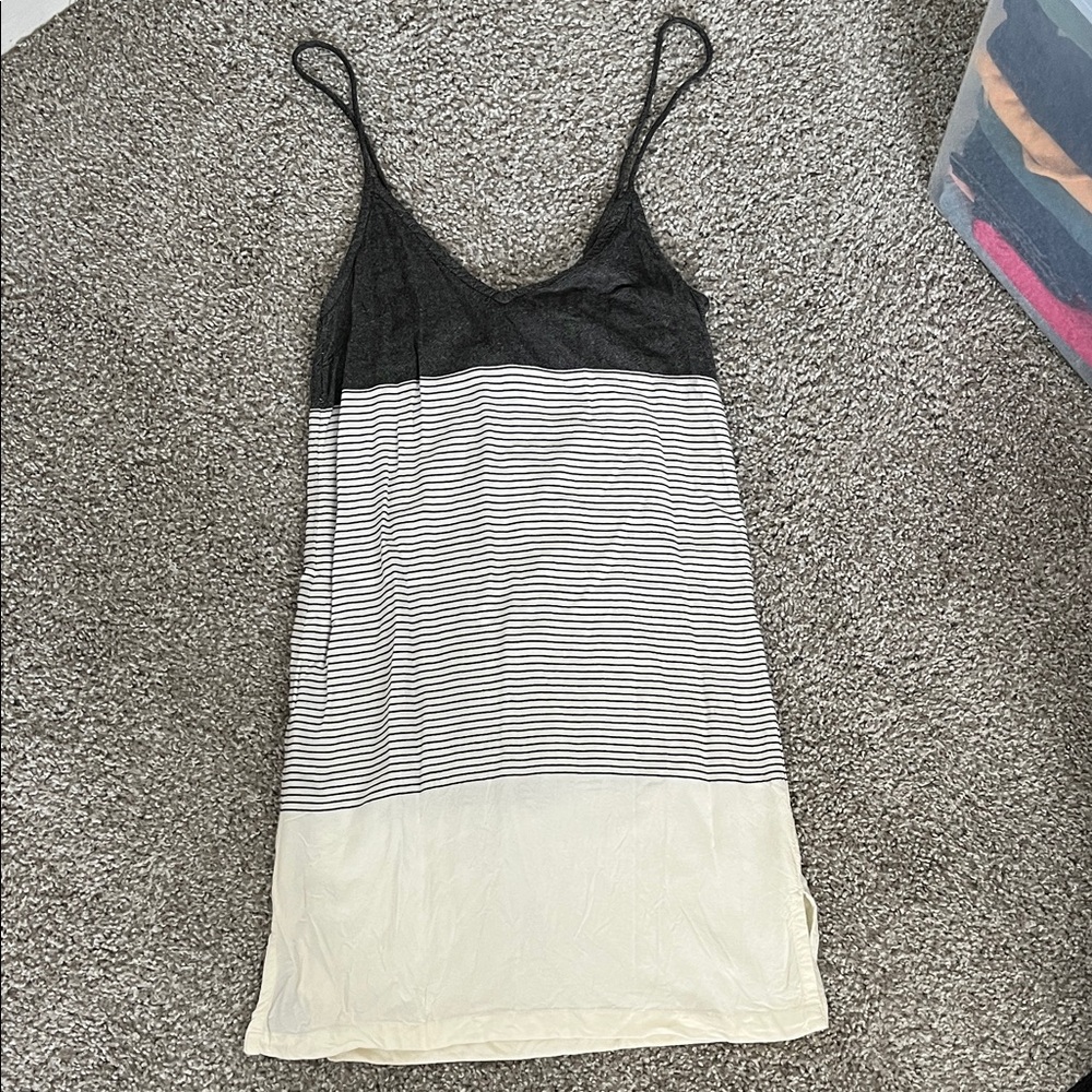 Grey and White Striped Dress